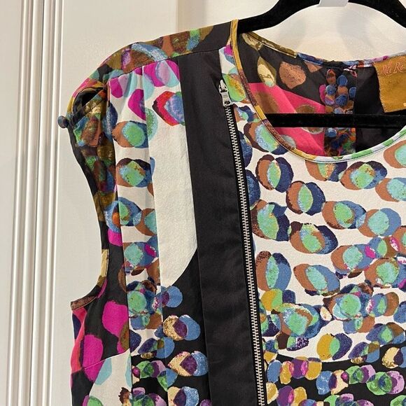 Anthropologie Ali Ro Women’s 4 100% Silk Multi Fabric Print Mini Dress Abstract - Picture 3 of 11